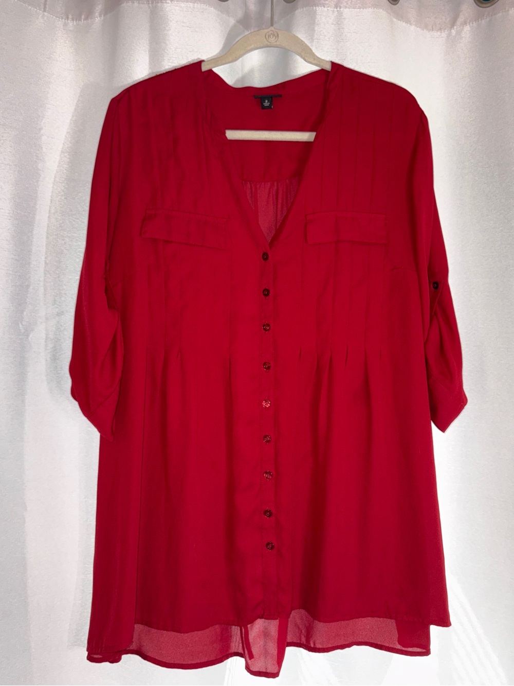 torrid Red Button-Front Tunic Blouse